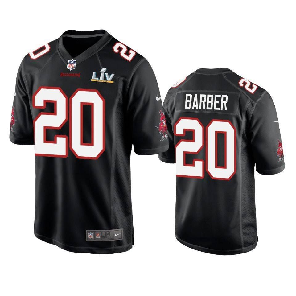Men Tampa Bay Buccaneers #20 Ronde Barber Nike Black Super Bowl LV Game NFL Jersey